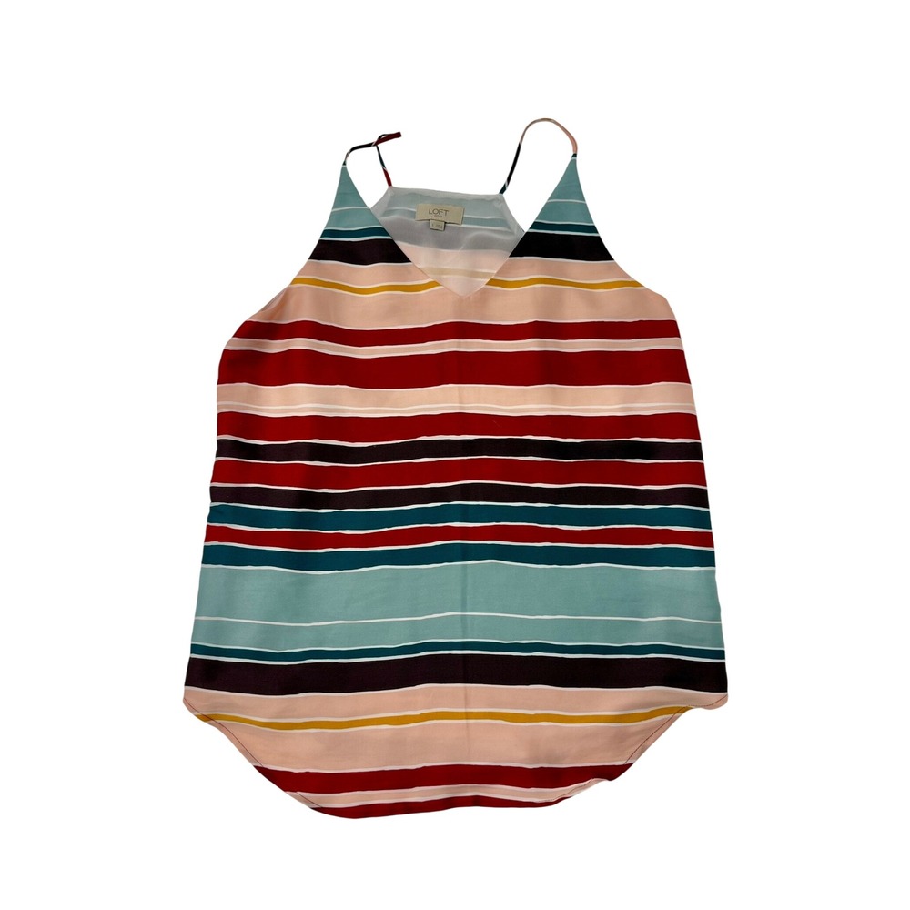 Loft Outlet Womens Small Striped V-Neck Cami Tank Top Red Blue Pink Sleeveless